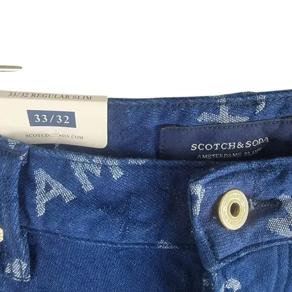 NEW Scotch & Soda Amsterdams Blauw Slim Jeans Blue Size 33